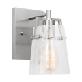 Crofton Small Sconce Brushed Nickel Clear Crackle Glass