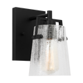 Crofton Small Sconce Midnight Black Clear Crackle Glass
