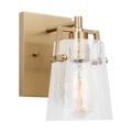 Crofton Small Sconce Satin Brass Clear Crackle Glass