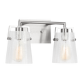 Crofton 2 - Light Vanity Brushed Nickel Clear Crackle Glass