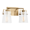 Crofton 2 - Light Vanity Satin Brass Clear Crackle Glass