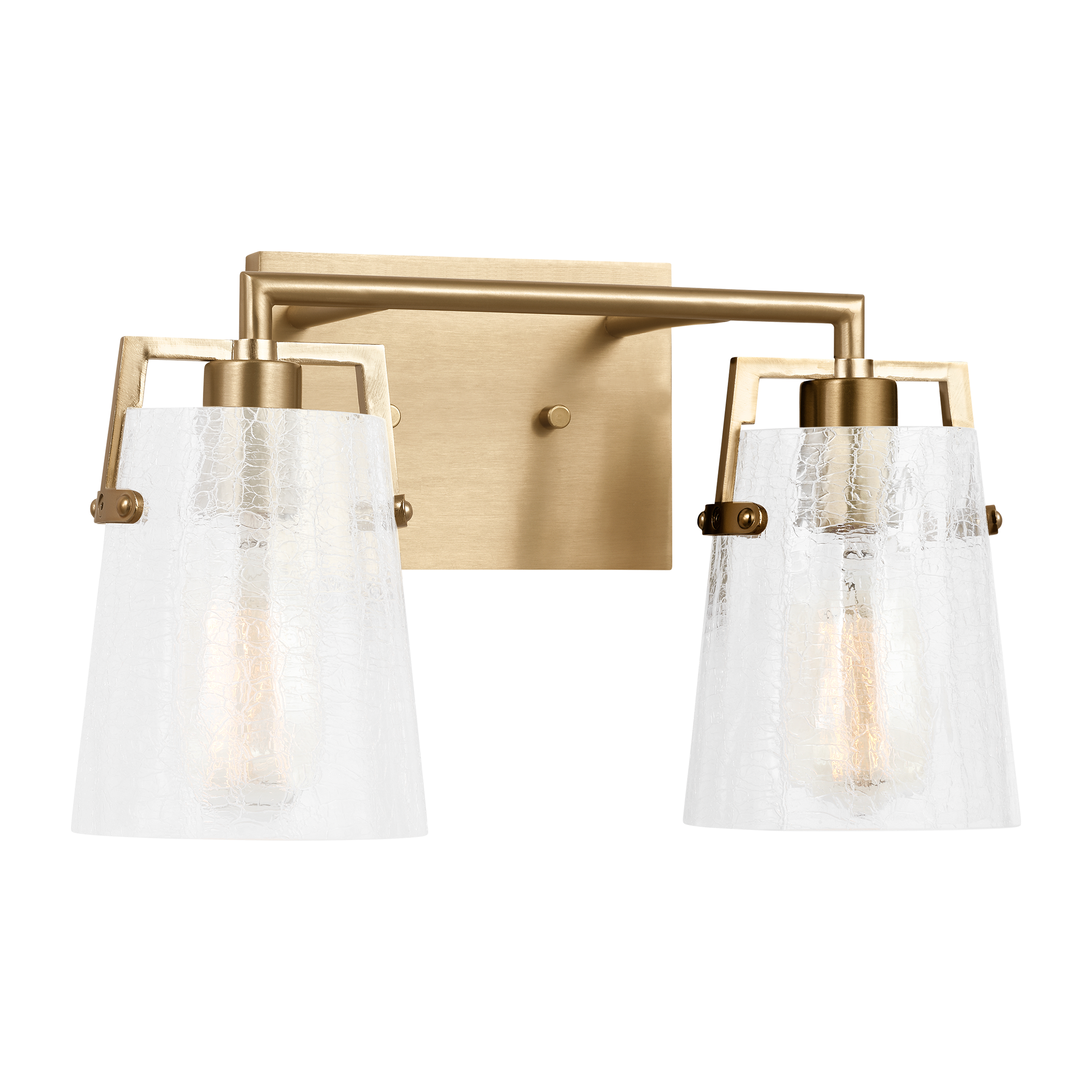 Crofton 2 - Light Vanity Satin Brass Clear Crackle Glass