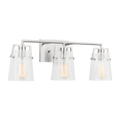 Crofton 3 - Light Vanity Brushed Nickel Clear Crackle Glass