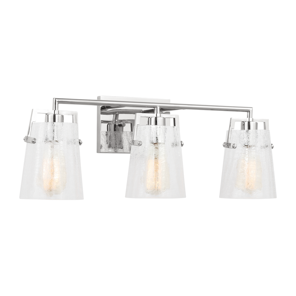 Crofton 3 - Light Vanity Chrome Clear Crackle Glass