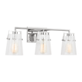Crofton 3 - Light Vanity Chrome Clear Crackle Glass