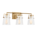 Crofton 3 - Light Vanity Satin Brass Clear Crackle Glass