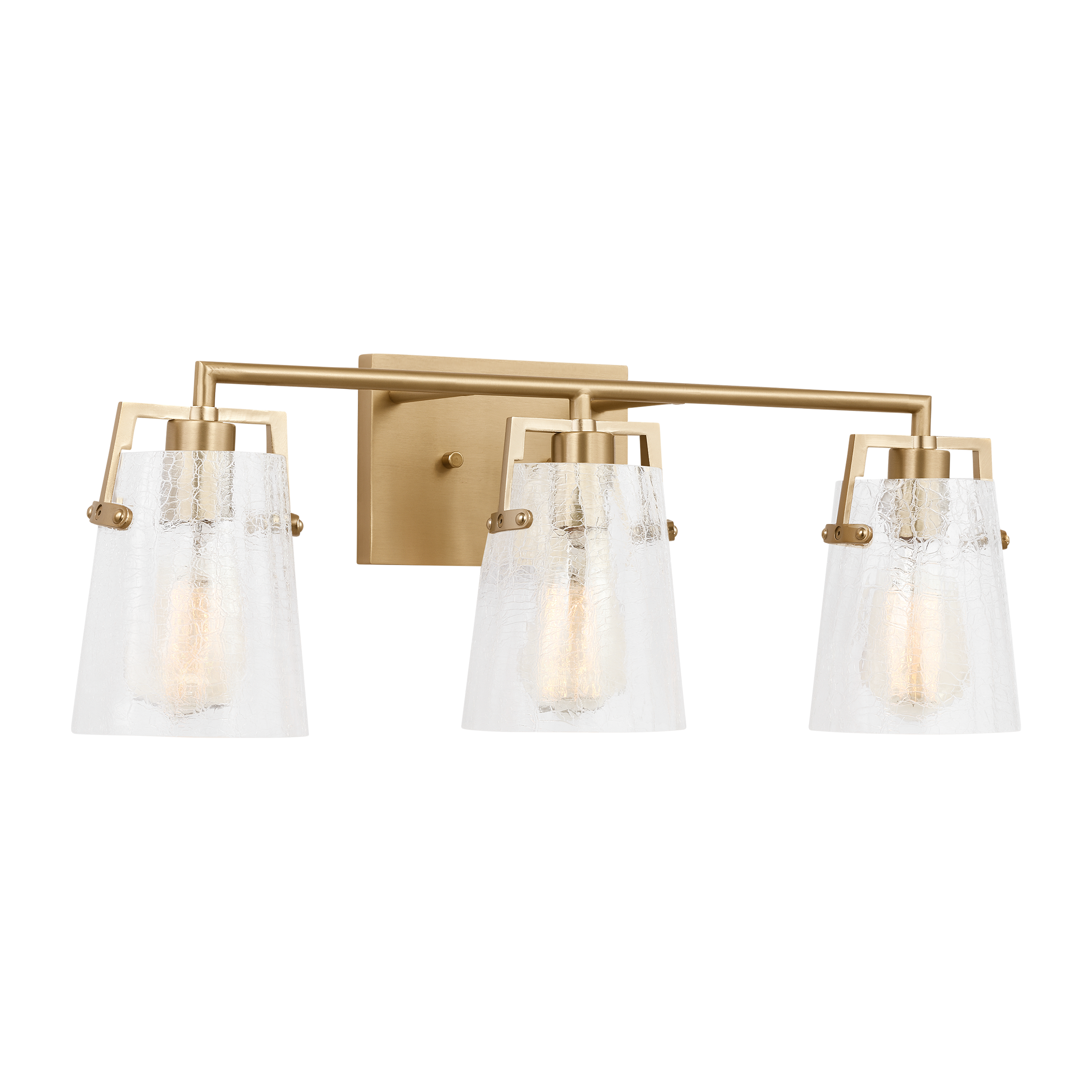 Crofton 3 - Light Vanity Satin Brass Clear Crackle Glass