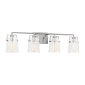 Crofton 4 - Light Vanity Brushed Nickel Clear Crackle Glass