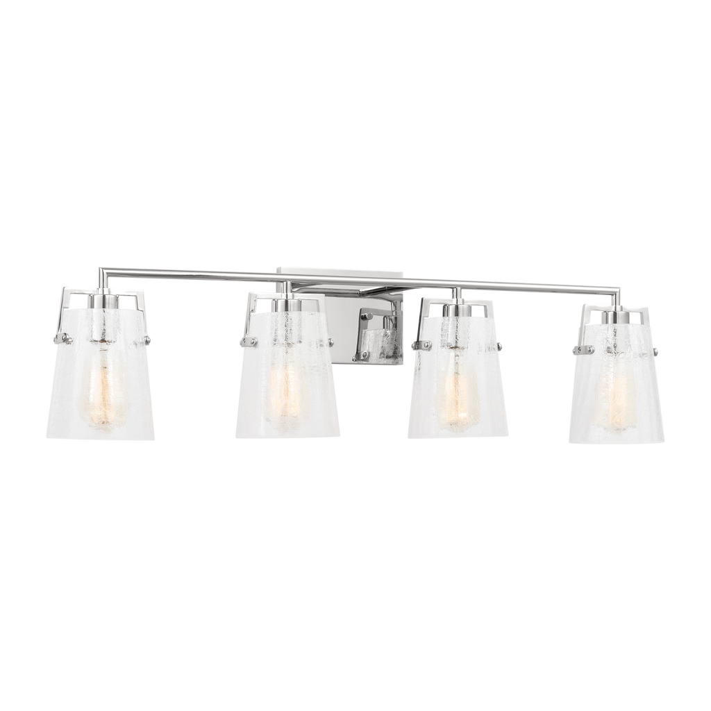Crofton 4 - Light Vanity Chrome Clear Crackle Glass