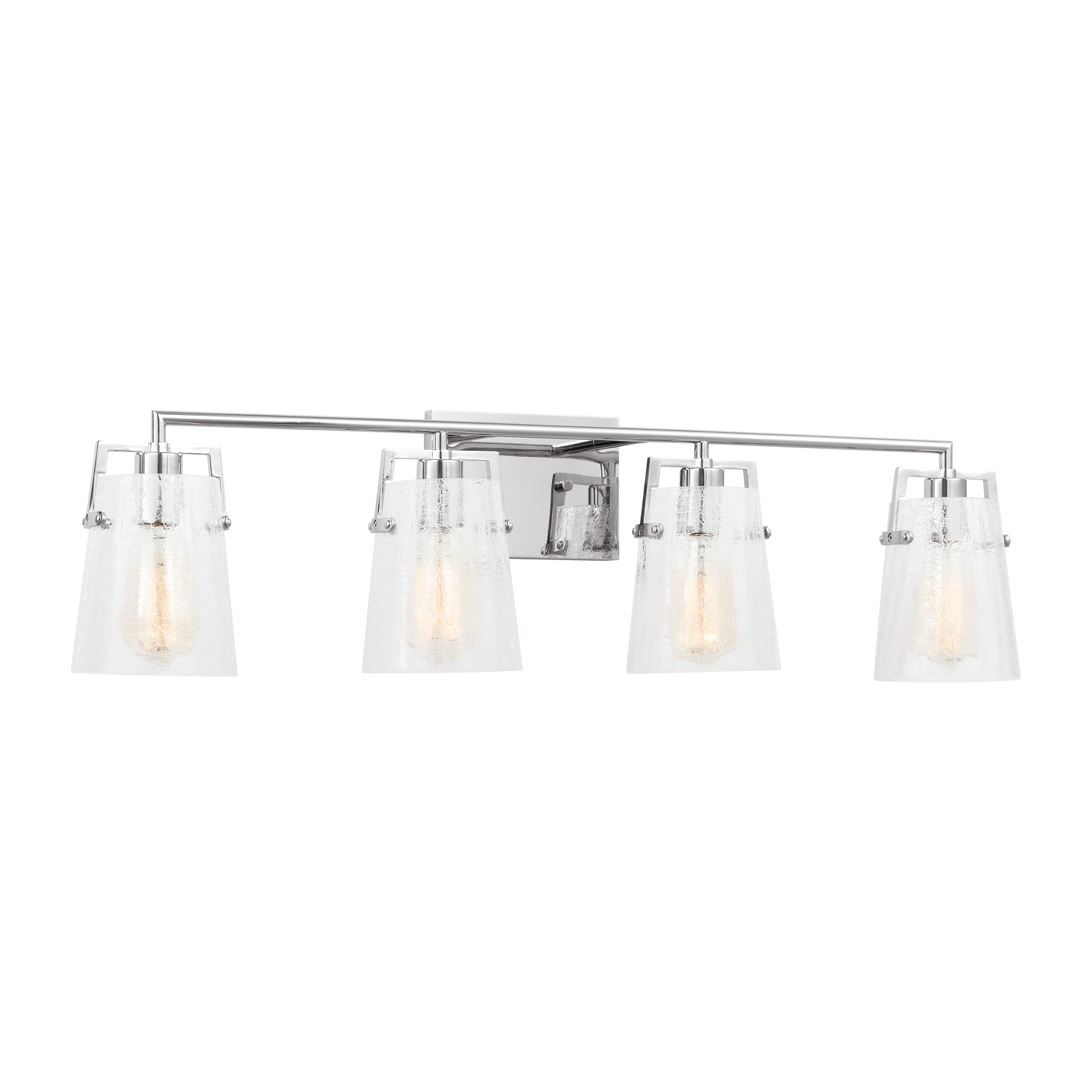 Crofton 4 - Light Vanity Chrome Clear Crackle Glass