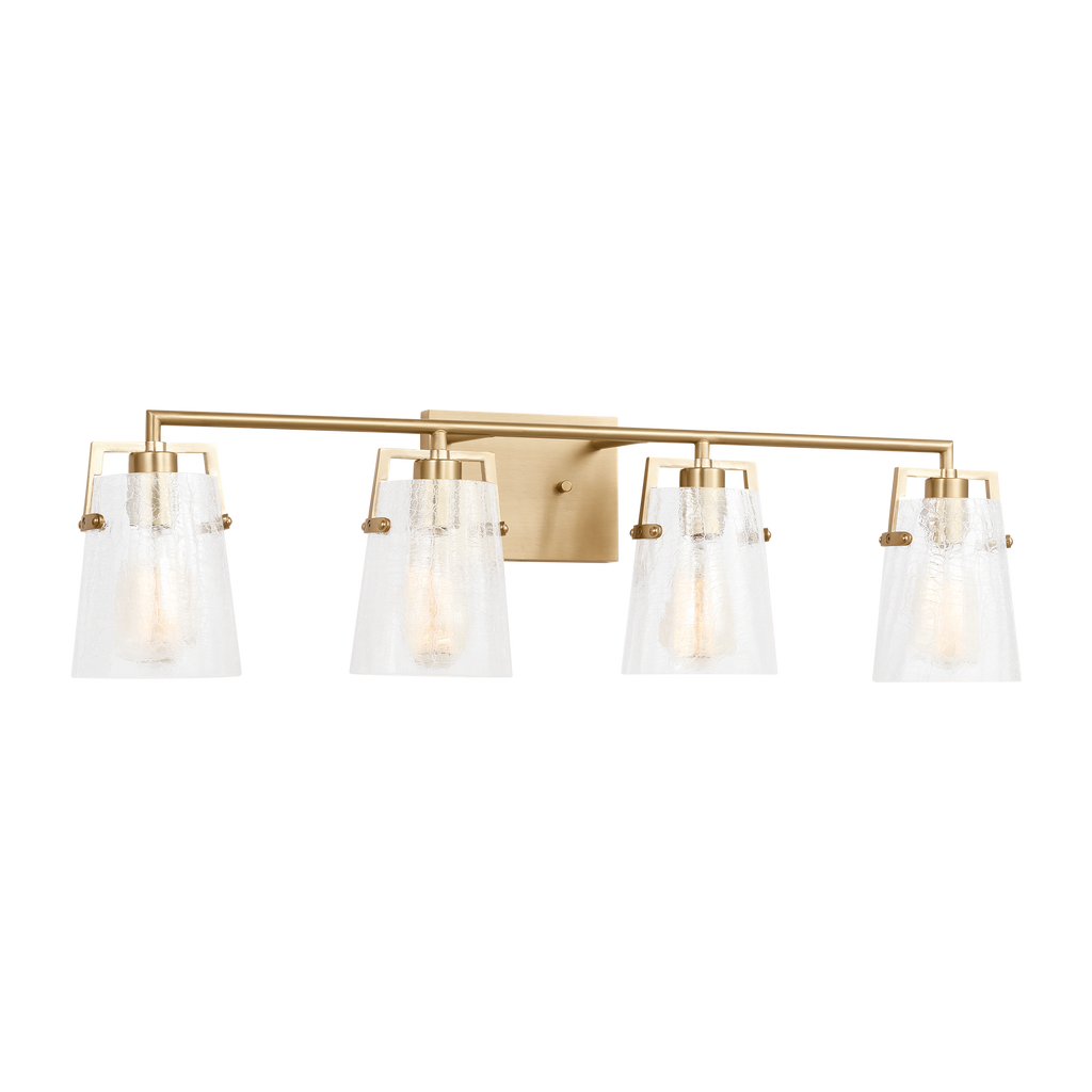 Crofton 4 - Light Vanity Satin Brass Clear Crackle Glass