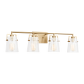 Crofton 4 - Light Vanity Satin Brass Clear Crackle Glass