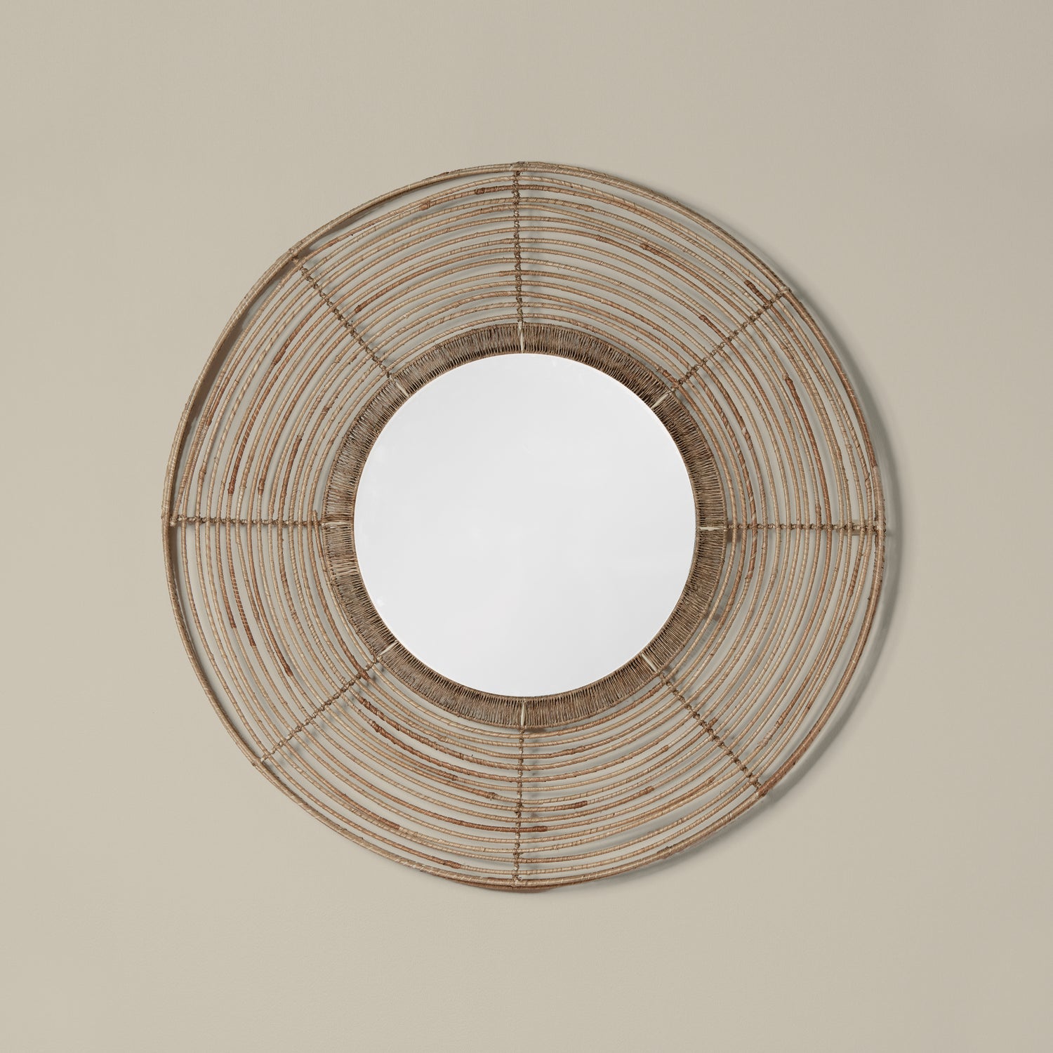 Beehive Round Mirror in Natural