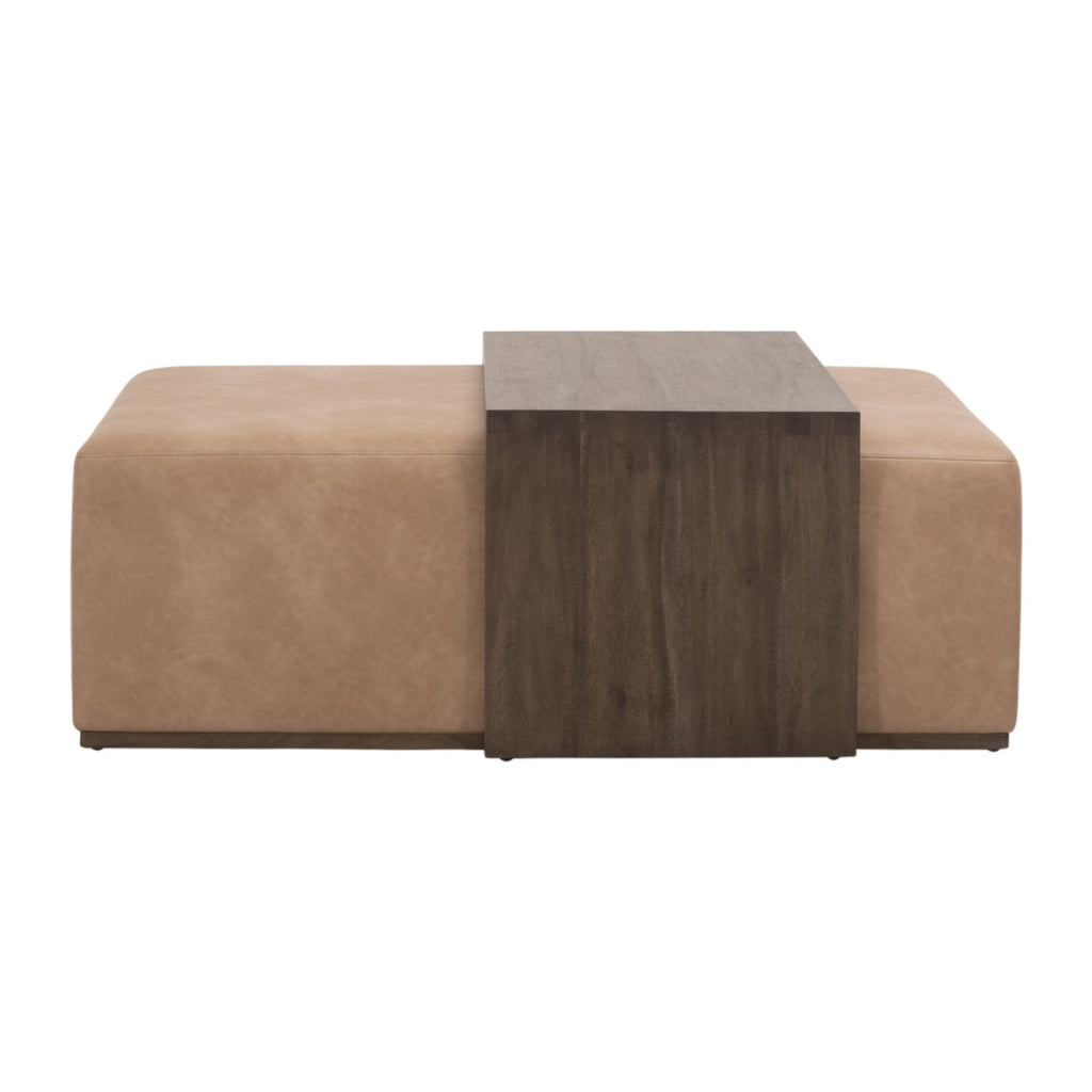 Dovetail Upholstered Coffee Table | Burnished Brown Acacia