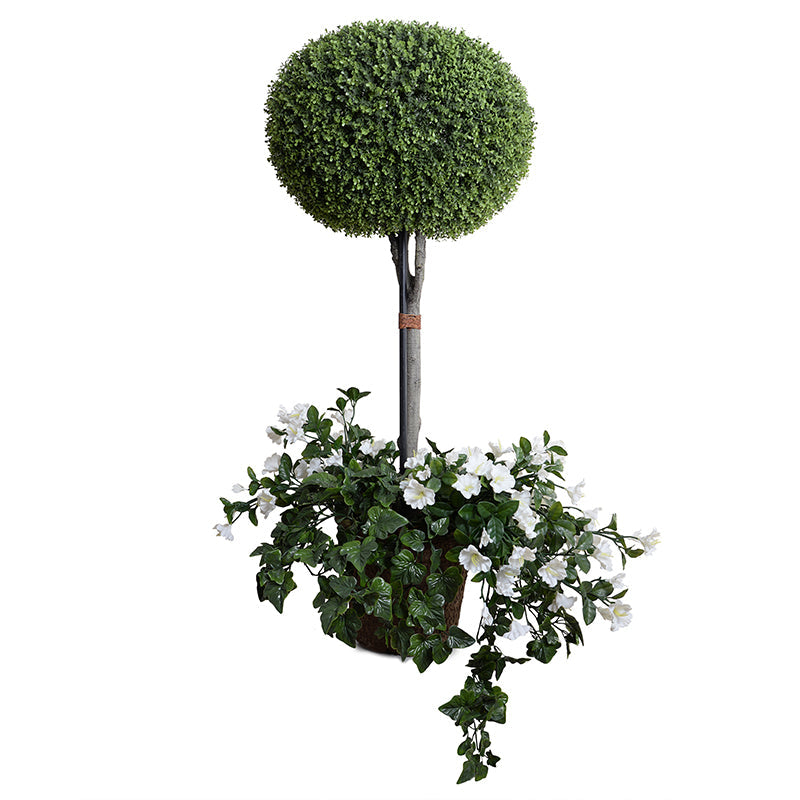 Boxwood Pumpkin Topiary w/Flowers & Vines No Planter