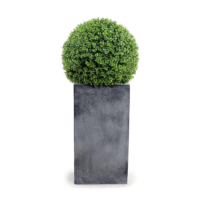 Boxwood Ball in Column Planter 15"