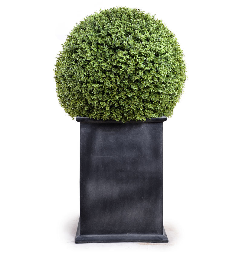 Boxwood Ball in Column Planter w/ Lip 28"