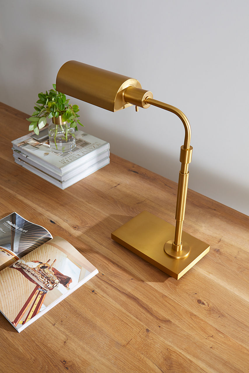 Kenyon Task Table Lamp Burnished Brass Bulbs Inc