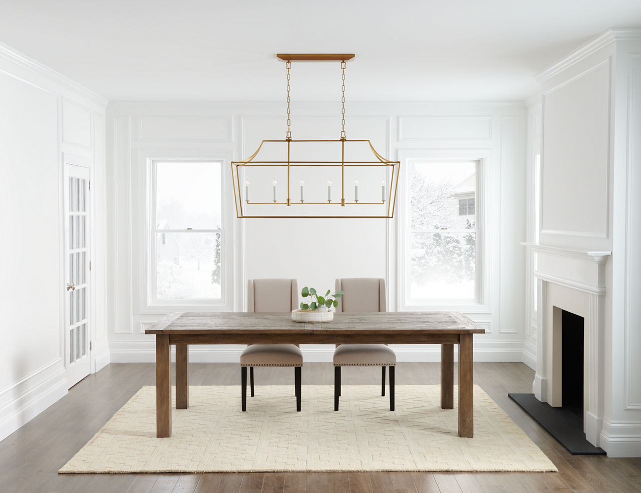 Southold Linear Lantern Burnished Brass