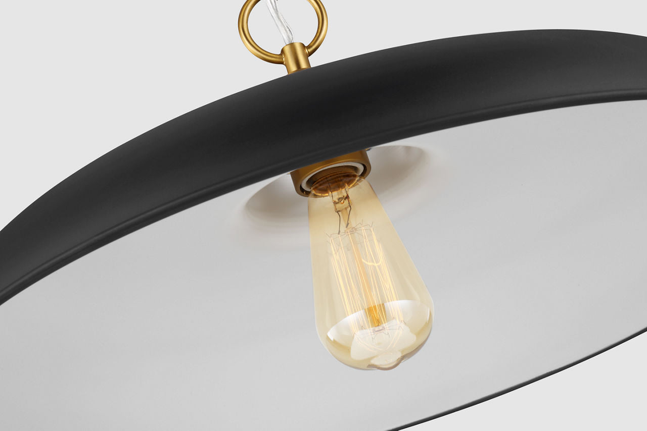 Wellfleet Medium Wide Pendant | Midnight Black and Burnished Brass