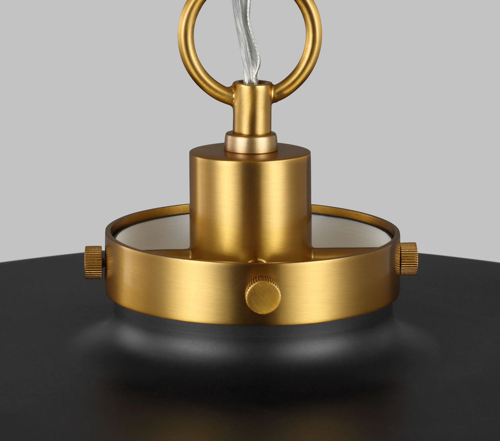 Wellfleet Medium Wide Pendant | Midnight Black and Burnished Brass