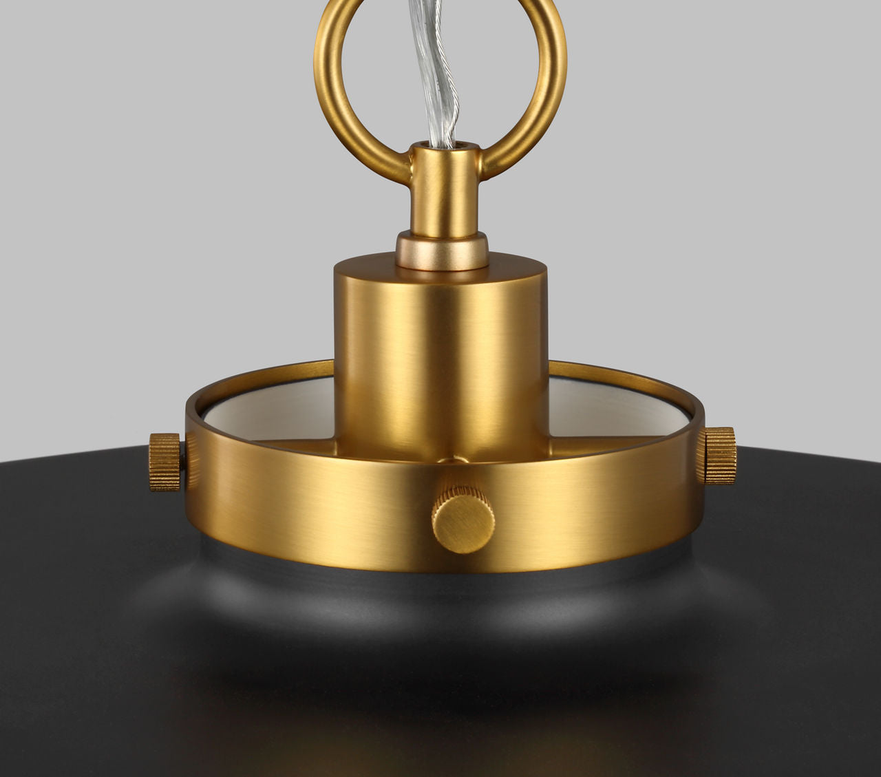 Wellfleet Medium Wide Pendant | Midnight Black and Burnished Brass