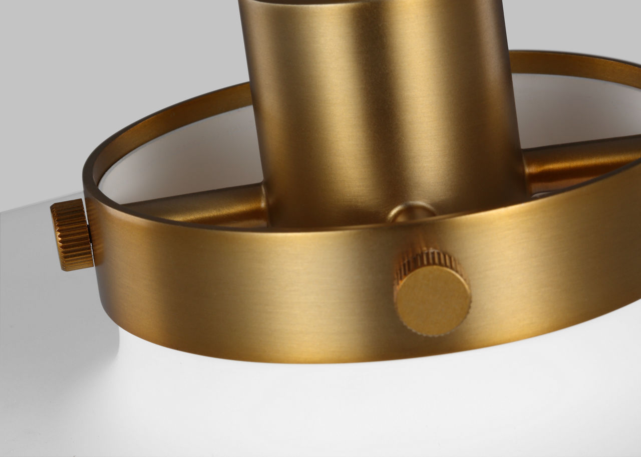 Wellfleet Medium Wide Pendant Matte White and Burnished Brass