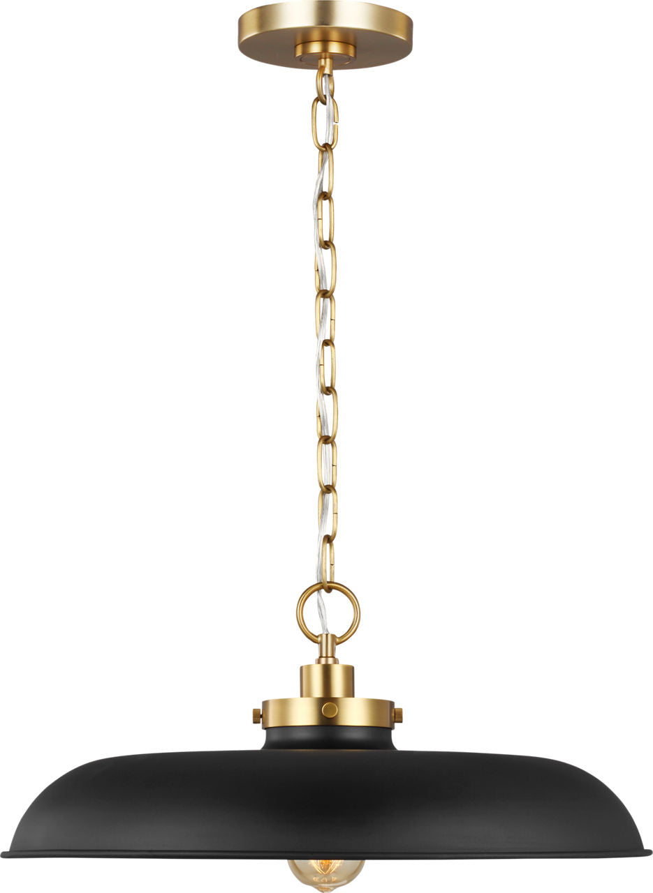 Wellfleet Medium Wide Pendant | Midnight Black and Burnished Brass