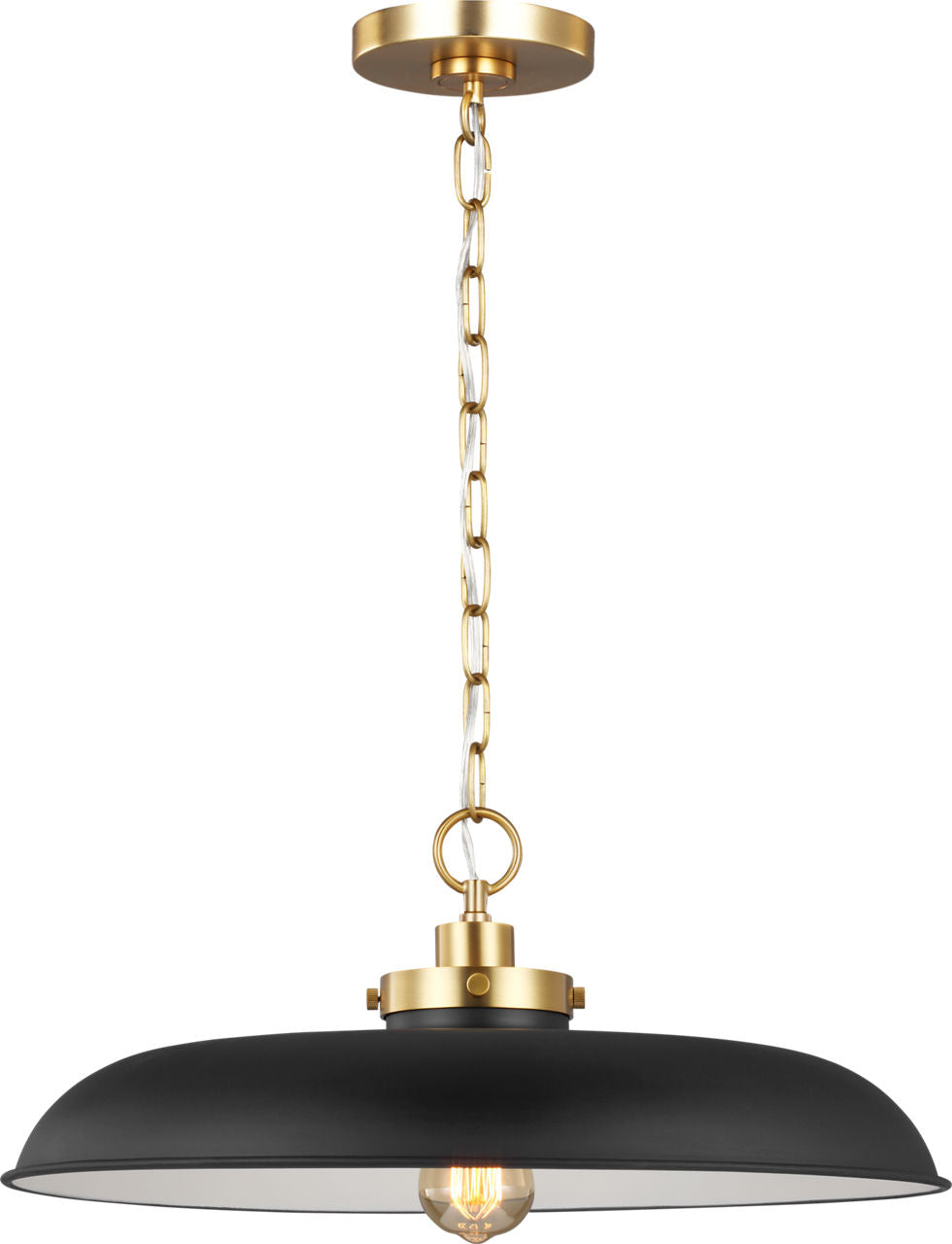 Wellfleet Medium Wide Pendant | Midnight Black and Burnished Brass