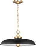 Wellfleet Medium Wide Pendant | Midnight Black and Burnished Brass