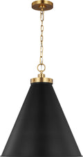 Wellfleet Large Cone Pendant Midnight Black and Burnished Brass