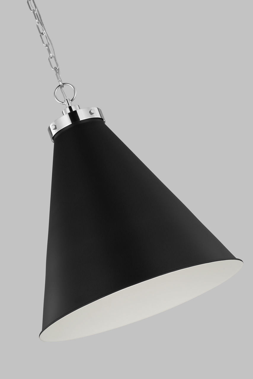 Wellfleet Large Cone Pendant Midnight Black and Polished Nickel