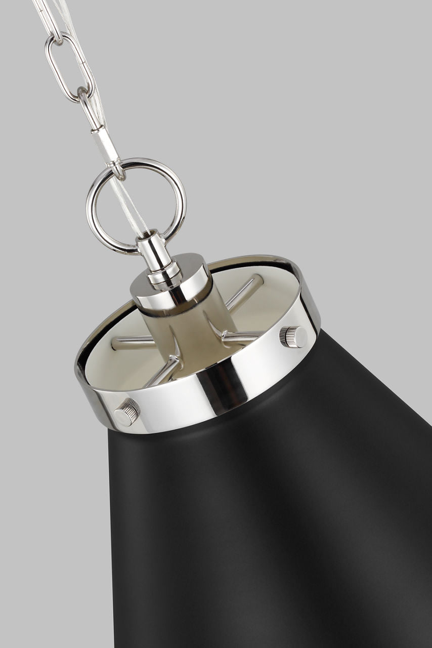 Wellfleet Large Cone Pendant Midnight Black and Polished Nickel
