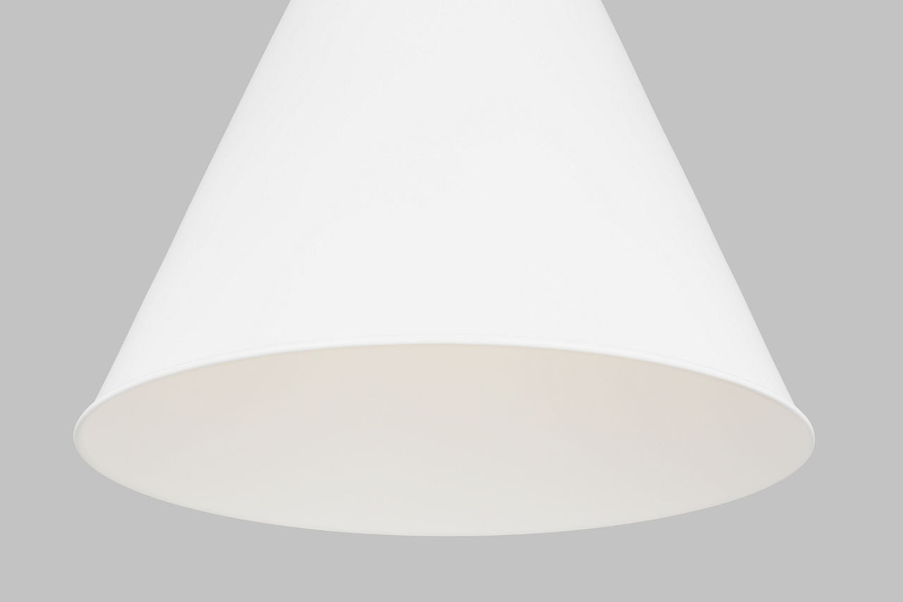 Wellfleet Large Cone Pendant Matte White and Polished Nickel