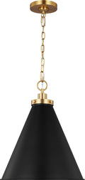 Wellfleet Medium Cone Pendant Midnight Black and Burnished Brass