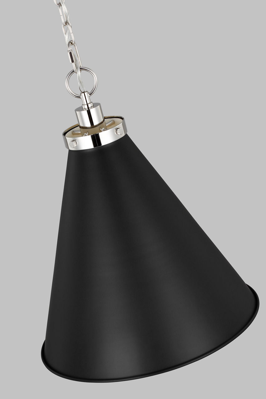 Wellfleet Medium Cone Pendant Midnight Black and Polished Nickel