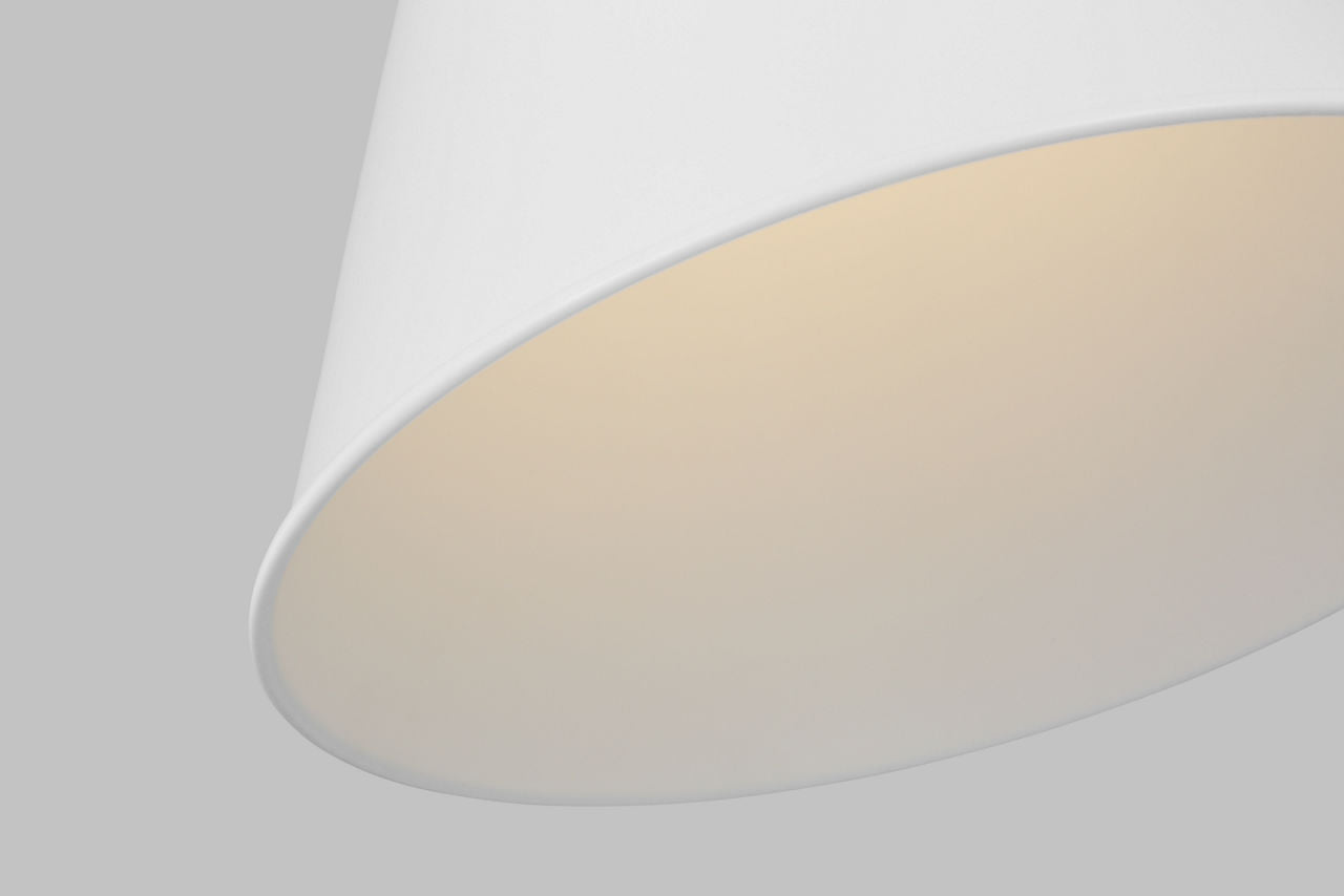 Wellfleet Medium Cone Pendant Matte White and Burnished Brass