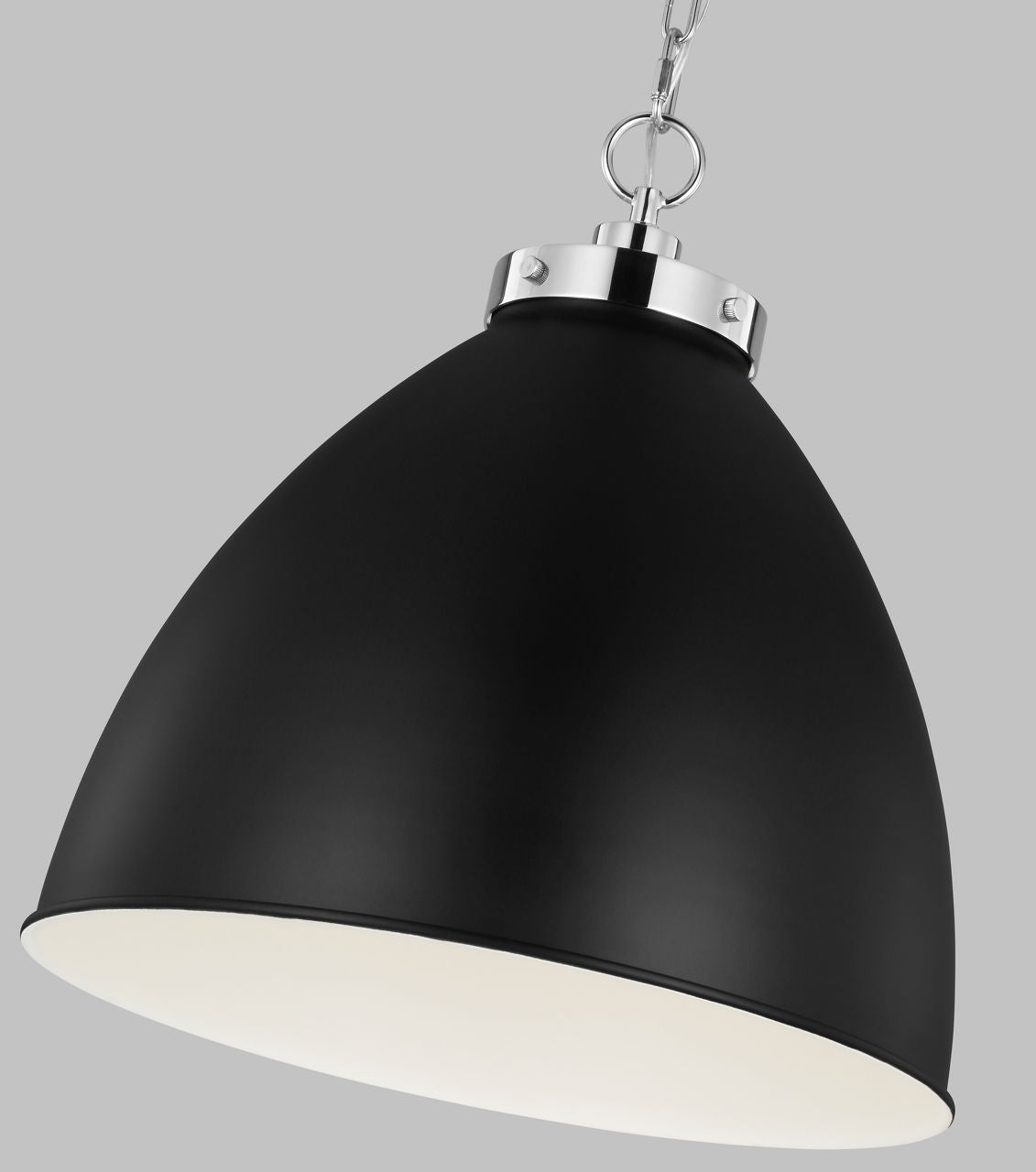 Wellfleet Large Dome Pendant Midnight Black and Polished Nickel
