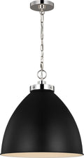 Wellfleet Large Dome Pendant Midnight Black and Polished Nickel