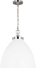 Wellfleet Large Dome Pendant Matte White and Polished Nickel