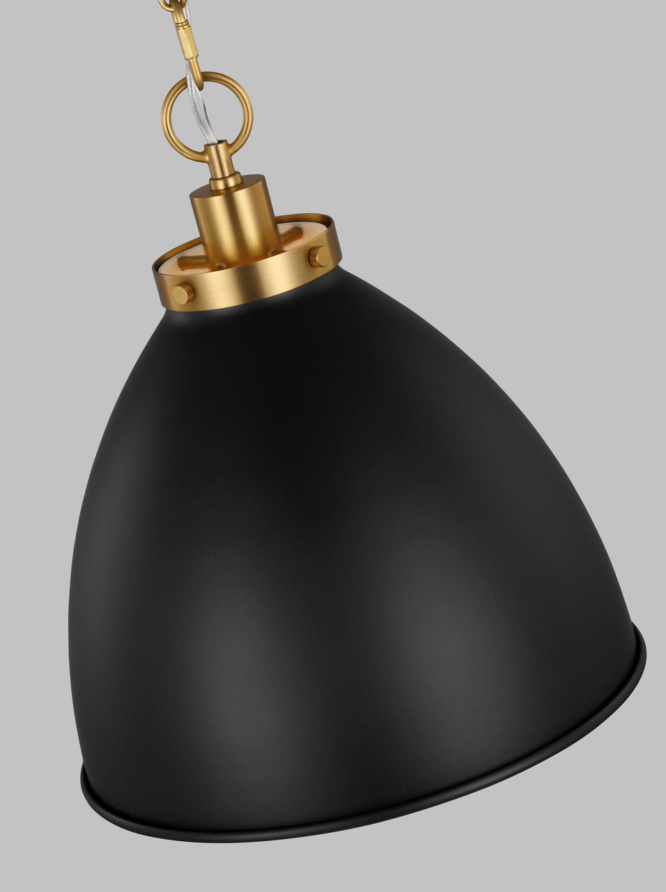 Wellfleet Medium Dome Pendant Midnight Black and Burnished Brass