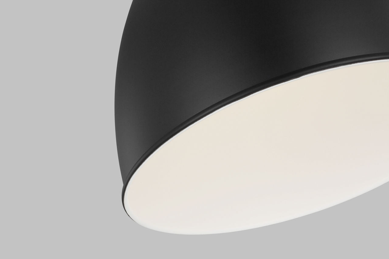 Wellfleet Medium Dome Pendant Midnight Black and Polished Nickel