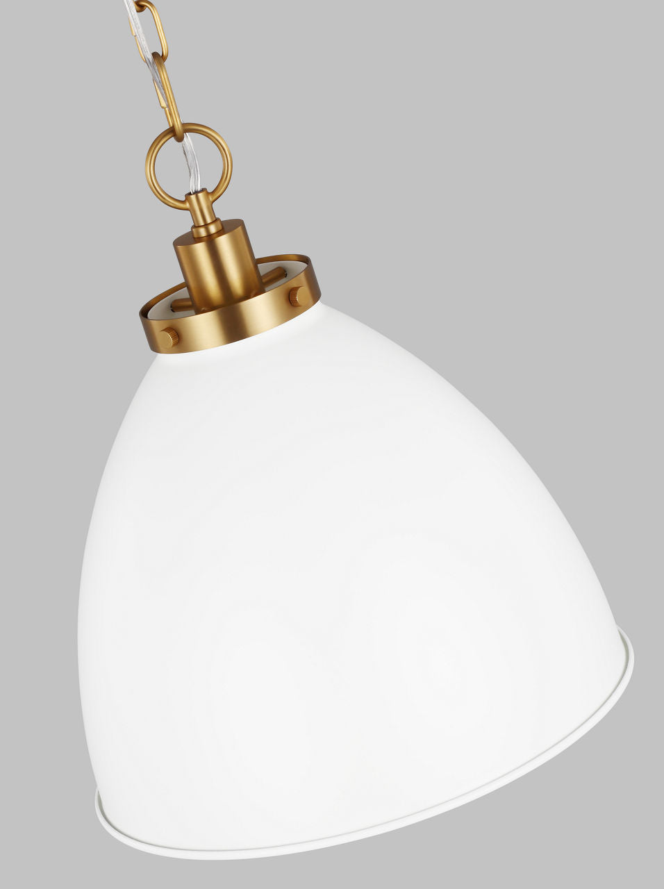 Wellfleet Medium Dome Pendant Matte White and Burnished Brass