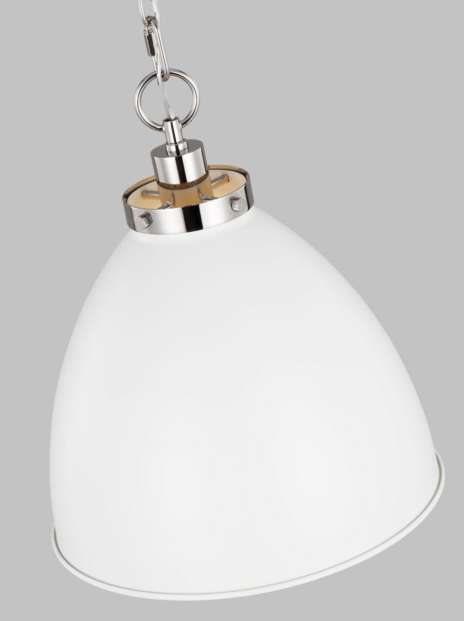 Wellfleet Medium Dome Pendant Matte White and Polished Nickel