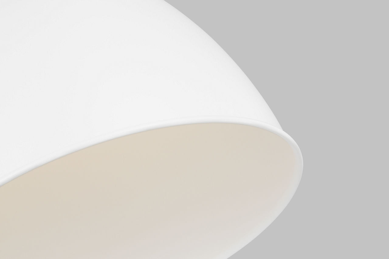 Wellfleet Medium Dome Pendant Matte White and Burnished Brass