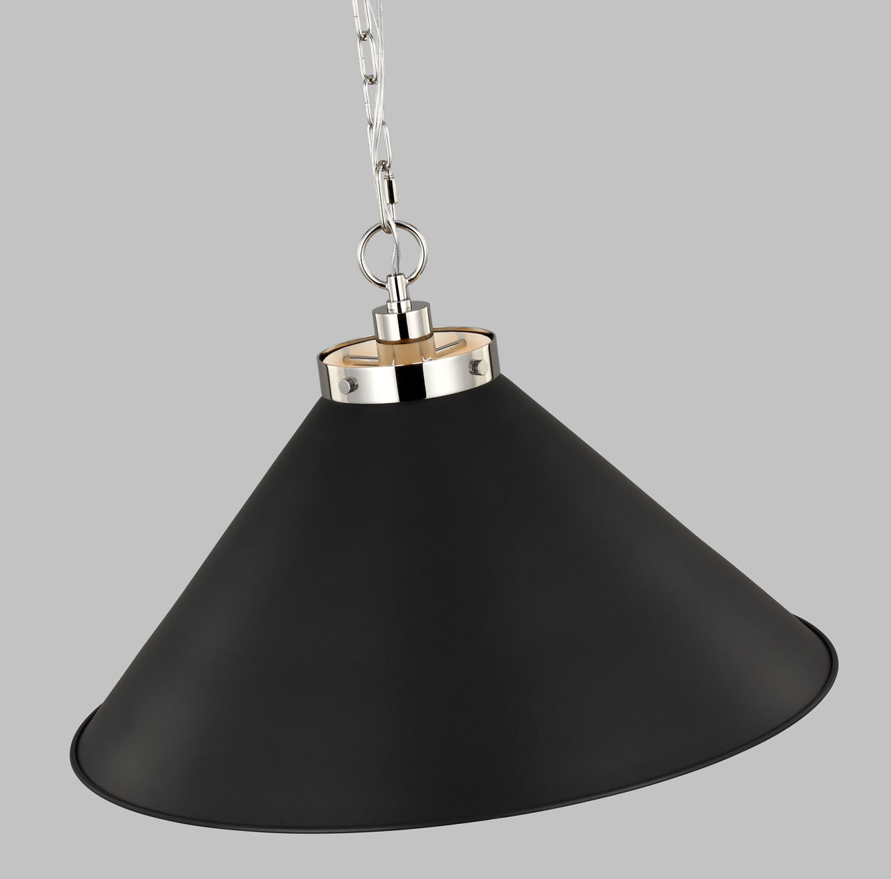 Wellfleet Wide Cone Pendant Midnight Black and Polished Nickel