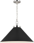 Wellfleet Wide Cone Pendant Midnight Black and Polished Nickel