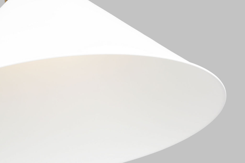 Wellfleet Wide Cone Pendant Matte White and Burnished Brass