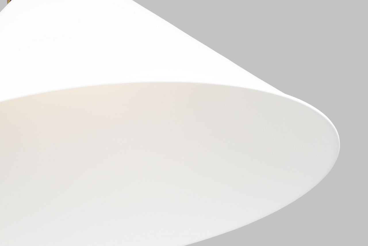 Wellfleet Wide Cone Pendant Matte White and Burnished Brass