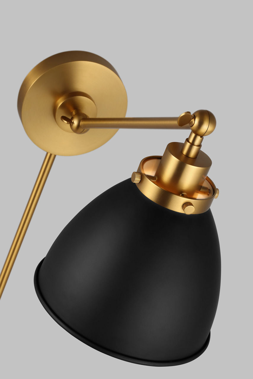 Wellfleet Single Arm Dome Task Sconce Midnight Black and Burnished Brass